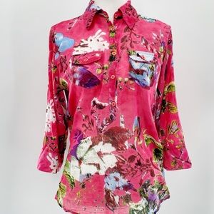 Cotton Daisy Sheer Lightweight Blouse, XL